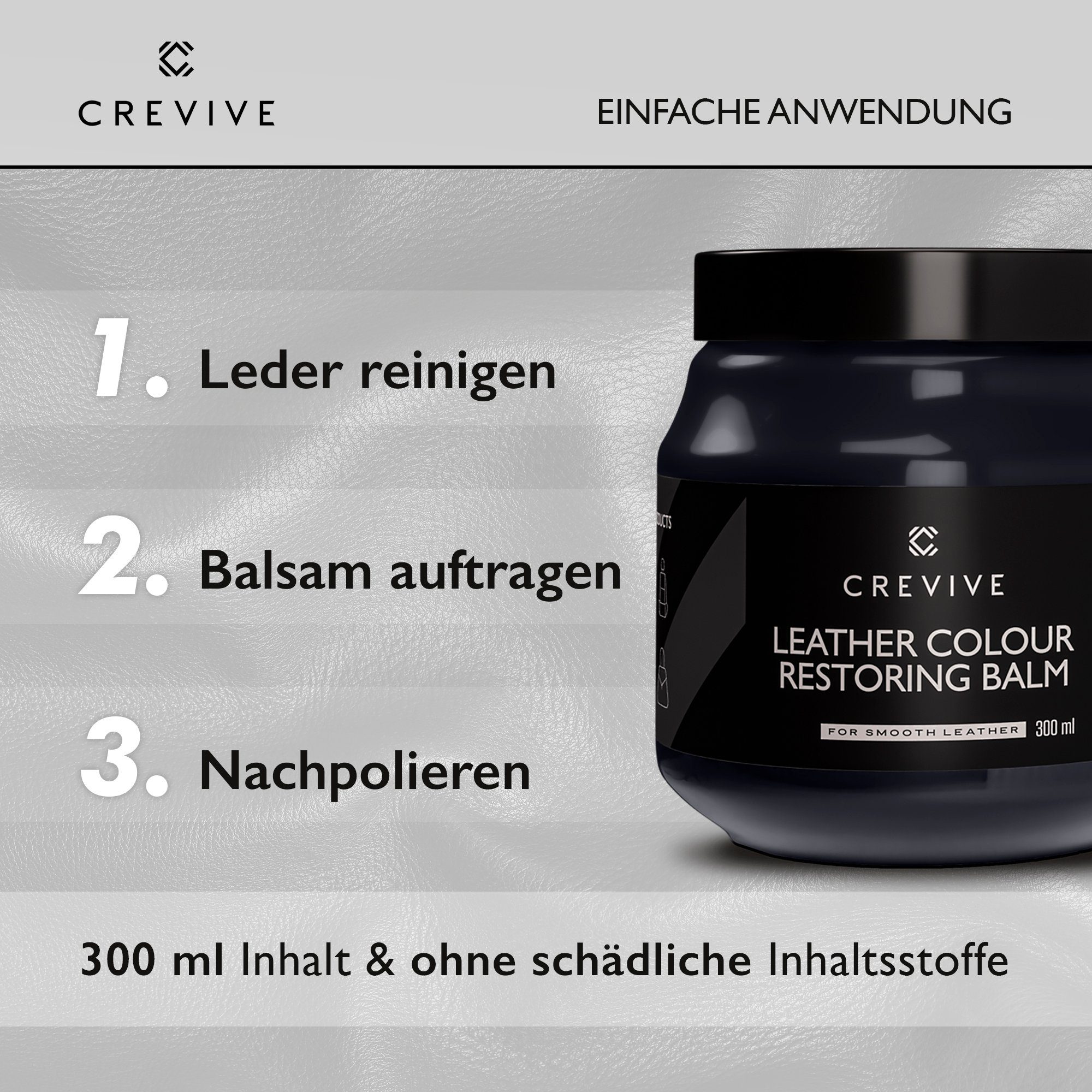 sehr CREVIVE 4-teilig, (SPARSET Lederbalsam Marineblau ergiebig), 300 Lederreiniger ml Aloe Lederpflegeset + ml mit Lederreparatur, Vera, 250 Lederpflege