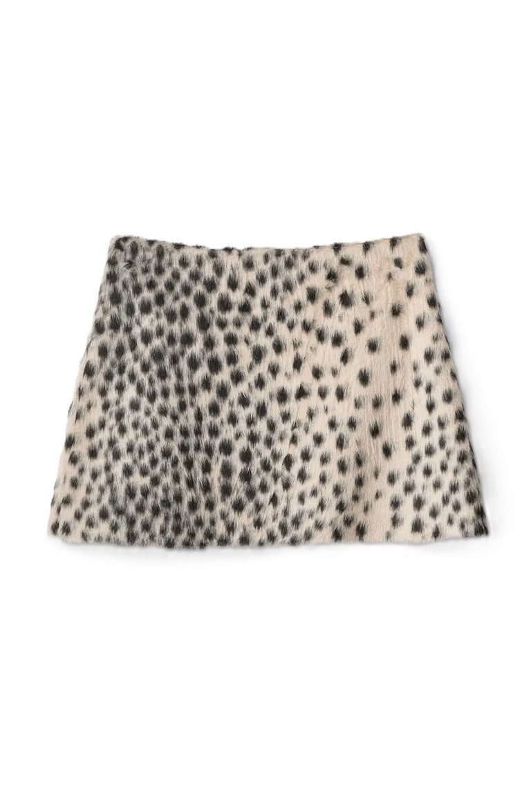 Gina Tricot Minirock - Modischer Minirock mit Animalprint und flauschiger Struktur für Dame
