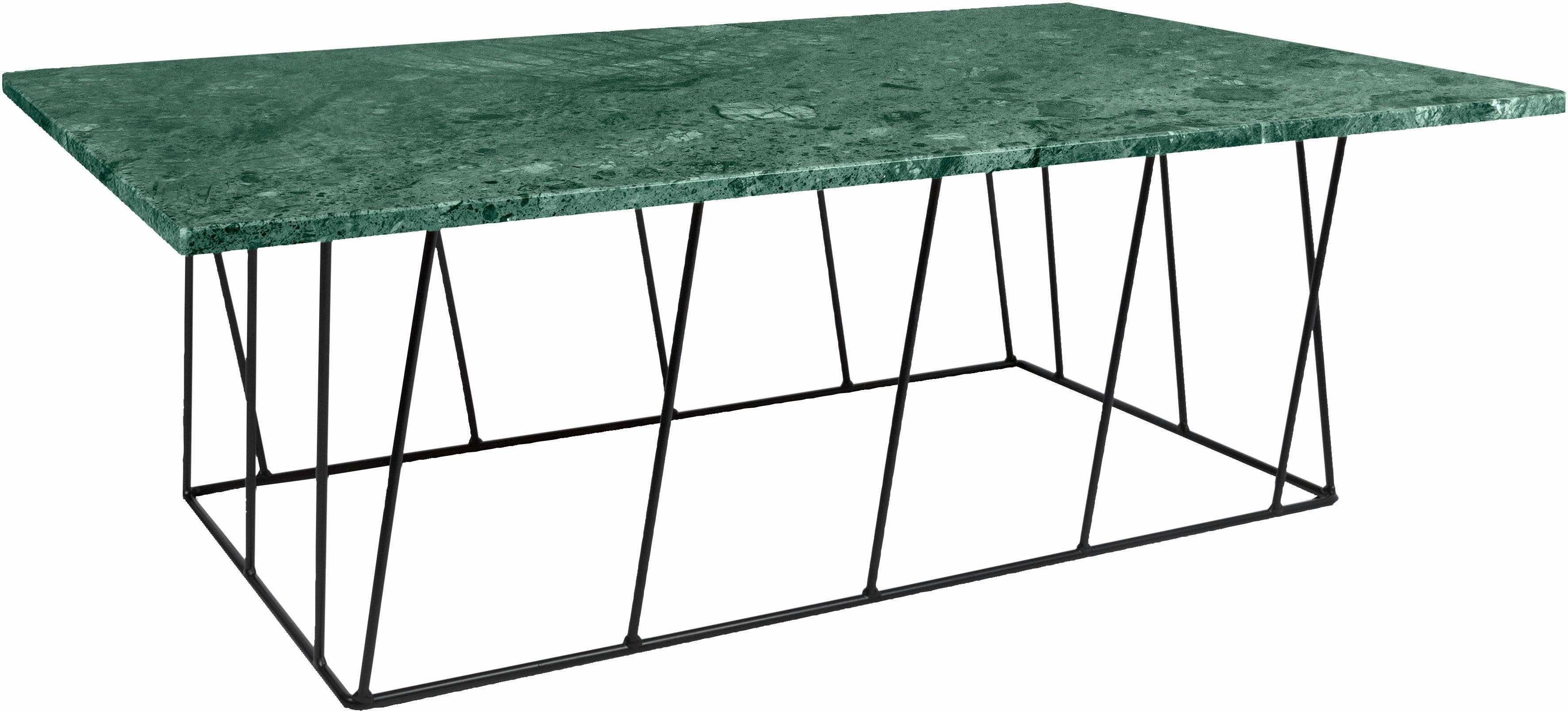 Couchtisch Tischplatte Grüne einer und Helix, Metallgestell schwarzen einem schönen Marmor aus TemaHome Marmorplatte