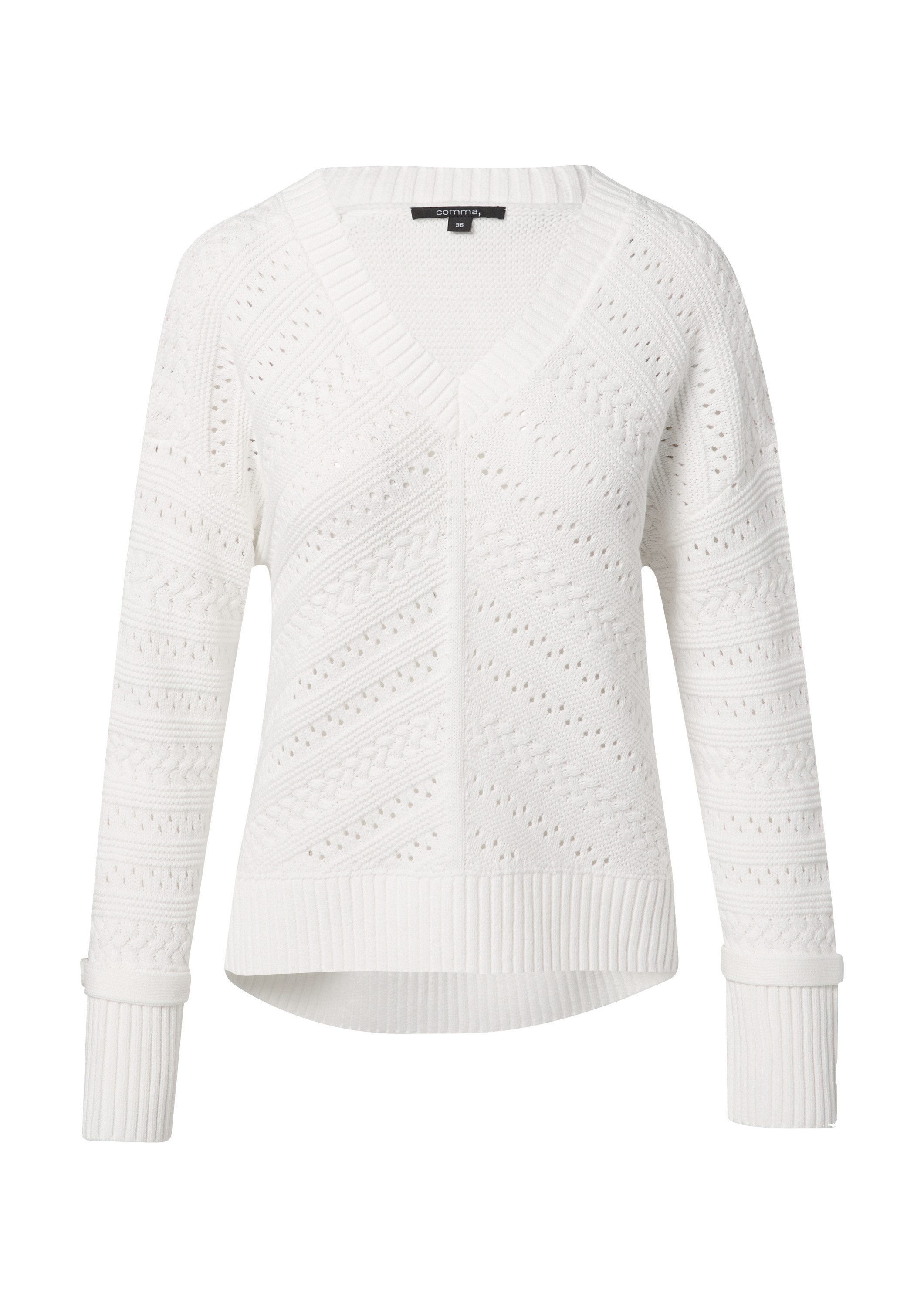 comma Longpullover Strickpullover Strickpullover mit Riegel-Detail günstig online kaufen