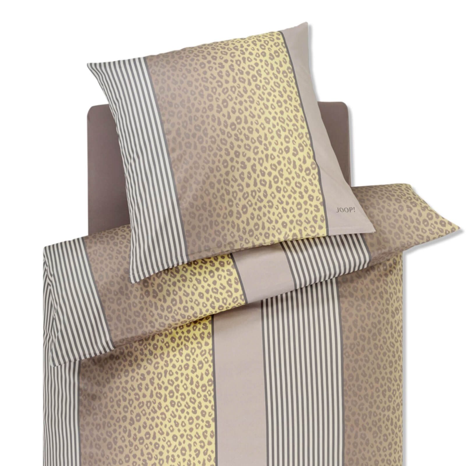 JOOP! Bettwäsche Leo 4112 03 Vanilla, Mako-Satin, 2 teilig, Tierfellmuster, Gestreift