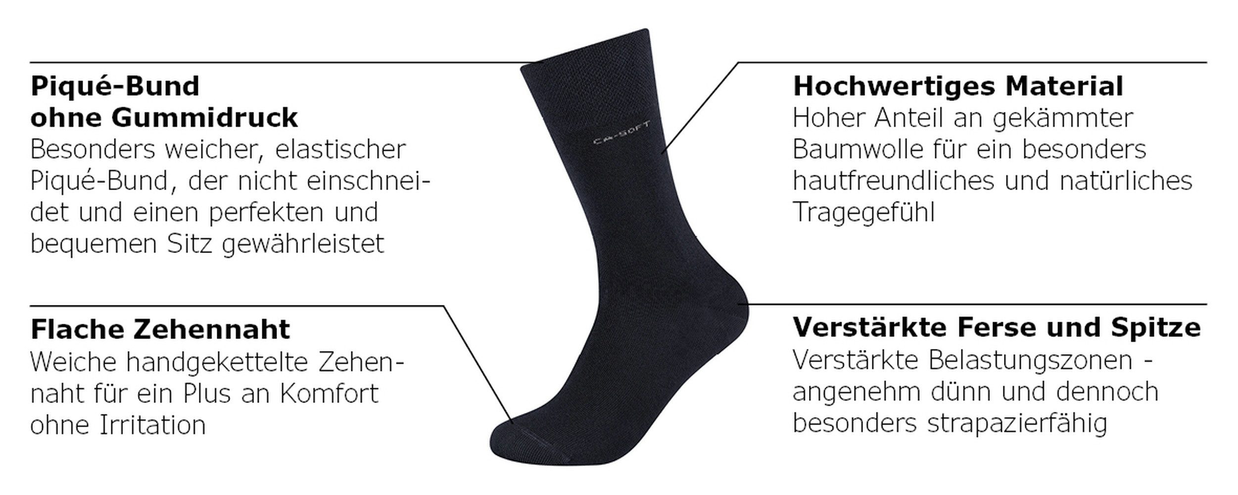 Camano Socken ca-soft (4 Paar) mit verstärktem Fersen- und Zehenbereich – Bild 5 von 5