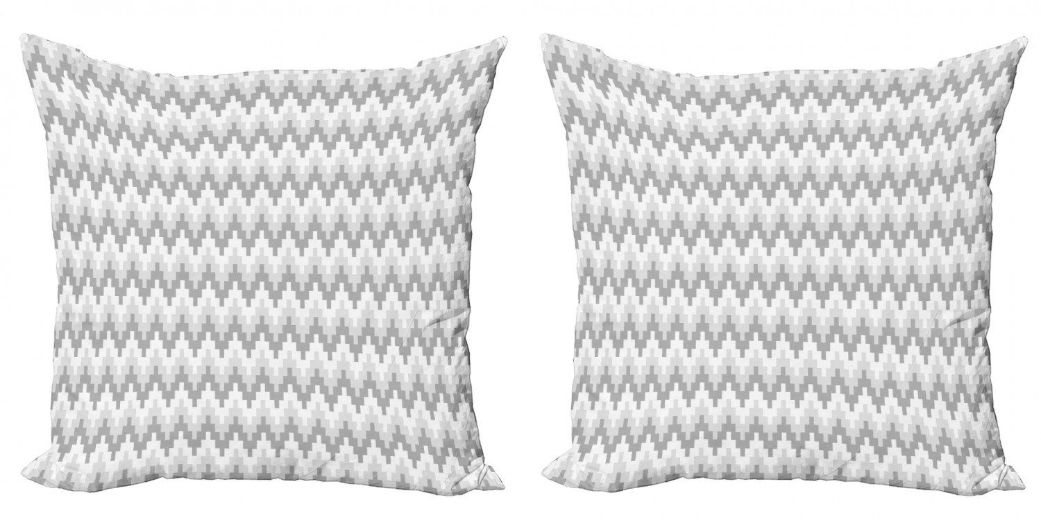 Grau Modern Digitaldruck, grau (2 Geometric Stück), Ombre Ziggurat Doppelseitiger Abakuhaus Kissenbezüge Accent