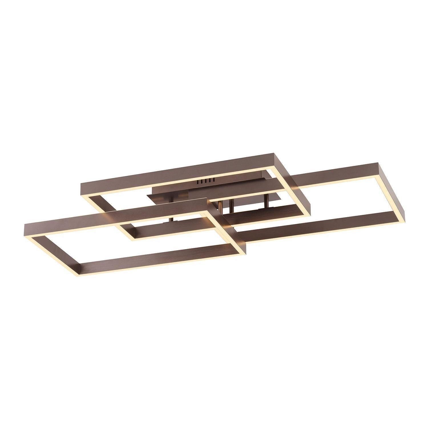 Paul Neuhaus LED Deckenleuchte VELUNA, Braun, Kunststoff, Dimmfunktion, LED fest integriert, Tageslichtweiß, mit Fernbedienung, Memoryfunktion, B 50 x H 14 x T 82 cm
