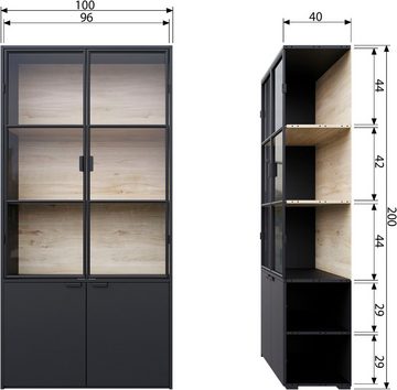 WOOOD Vitrine Siva H 200 cm x B 100 cm x T 40 cm