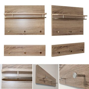 style home Garderoben-Set 4tlg. Flurgarderobe Wandgarderobe, Holz Komplettgarderobe-Set, (4-St., inkl. Spiegel, Bank, 2 Garderobenpanel), für Flur Diele Wohnzimmer