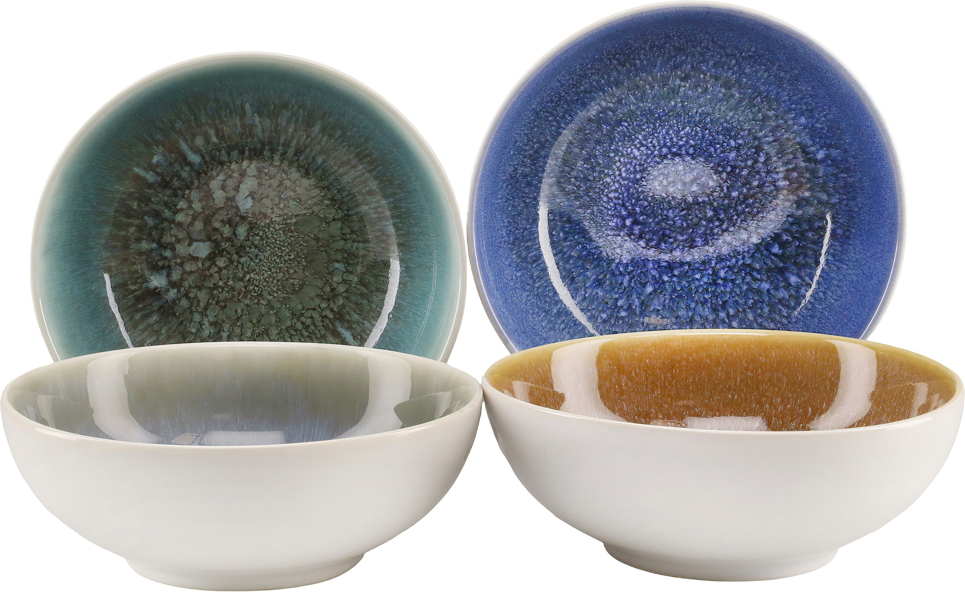 CreaTable Schüssel Caldera Mix, Smoothie Bowl, 4-tlg., Steinzeug, (Set, 4-tlg), Moderne Coupeform, Reaktivglasur