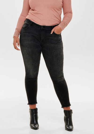 ONLY CARMAKOMA Skinny-fit-Jeans CARWILLY REG SK ANK JNS in washed-out Optik