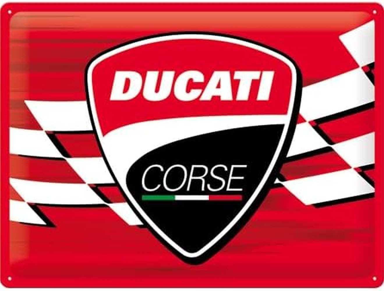 Nostalgic-Art Metallschild Blechschild 30 x 40 cm - Ducati Corse - Logo Racing Flag