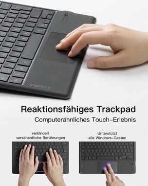 Inateck Surface Pro Tastatur, für Surface Pro 7/7+/6/5/4, mit Trackpad Tablet-Tastatur (Bluetooth 5.3, 7-Farbiger Hintergrund Beleuchtung, QWERTZ)