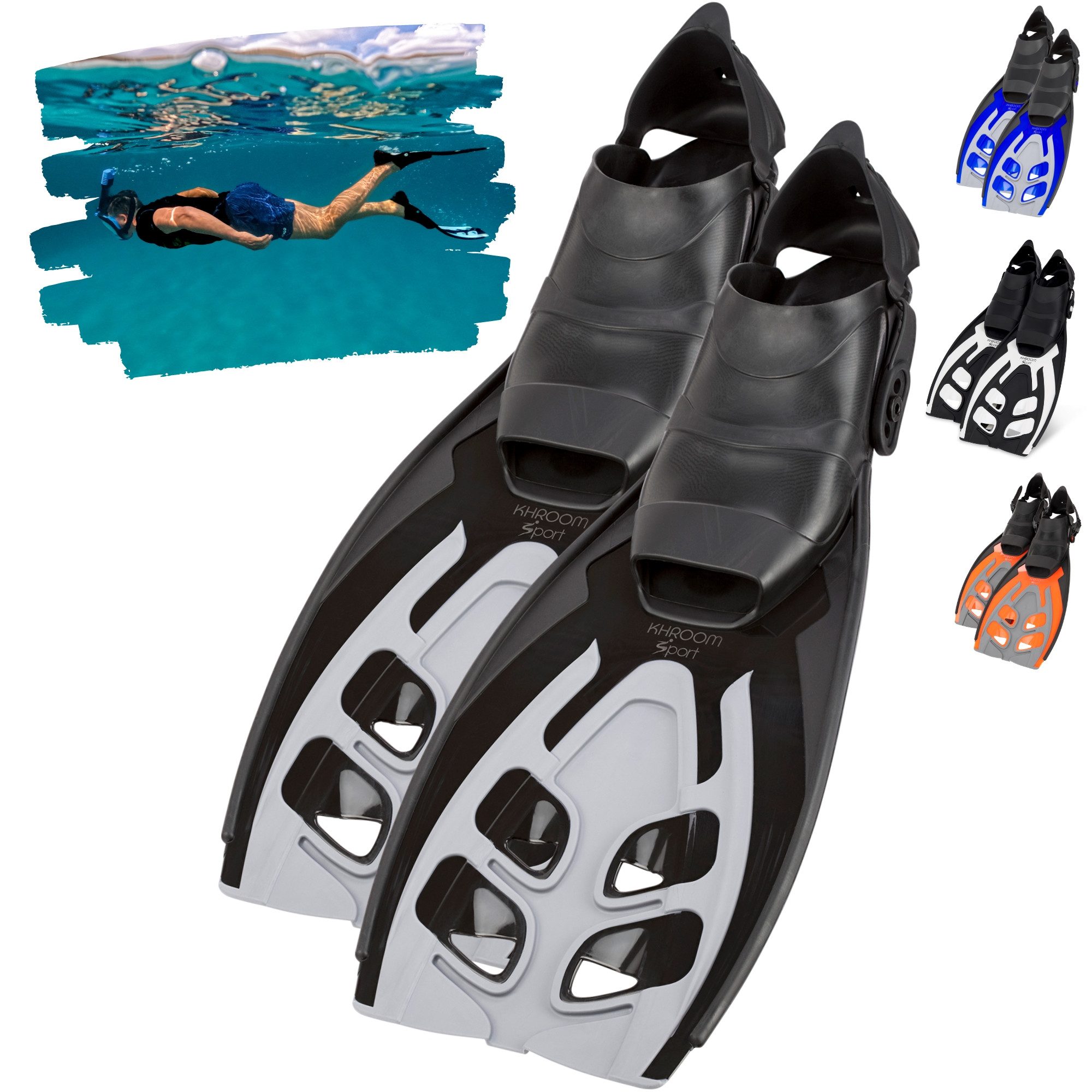 Khroom Flosse Gr. 36-47, Taucherflossen Schwimmflossen Трубкаflossen (lange Ласты, Premium Made in Italy), verstellbar