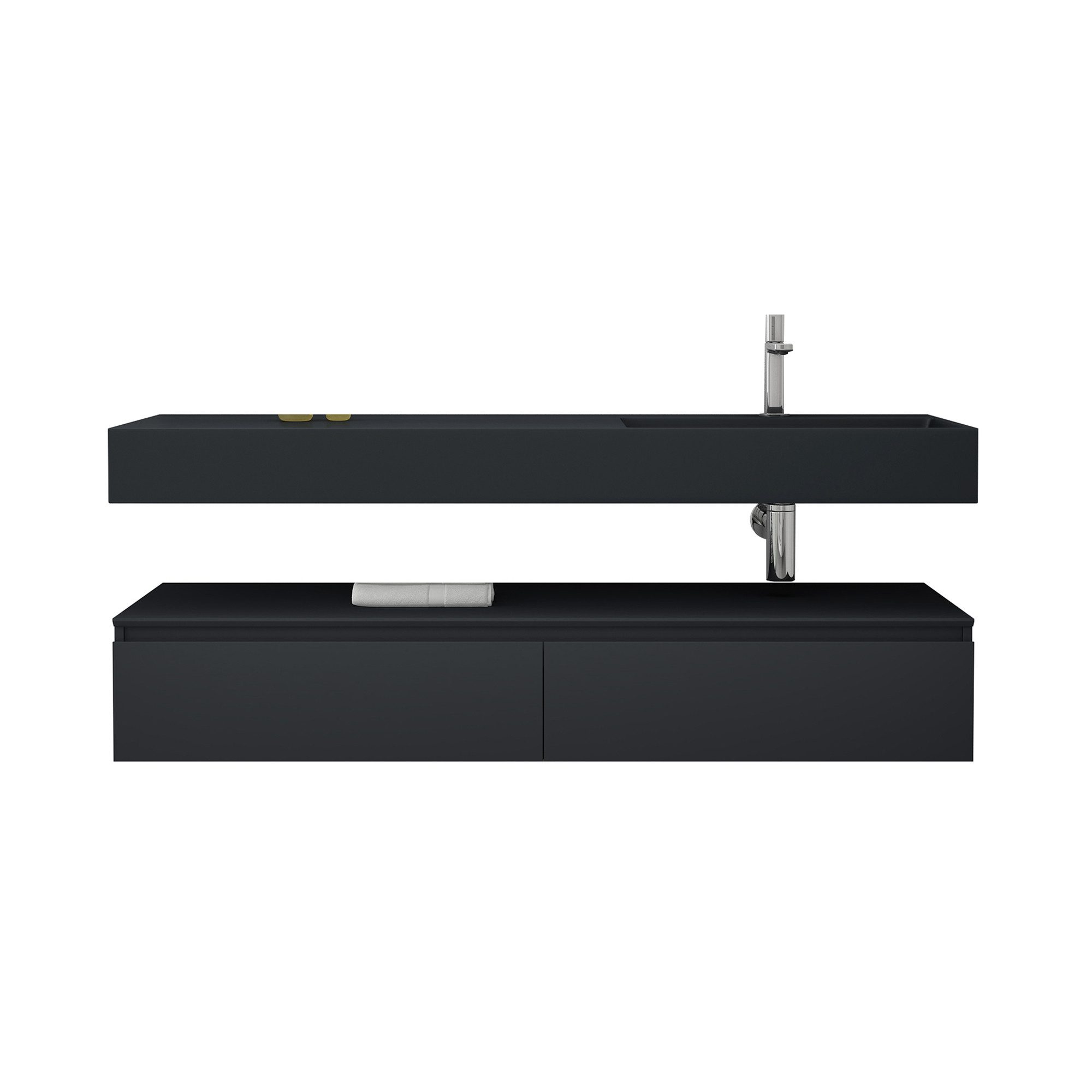 doporro Badmöbel-Set Waschtisch mit Unterschrank 150cm Mineraglguss Waschbe günstig online kaufen