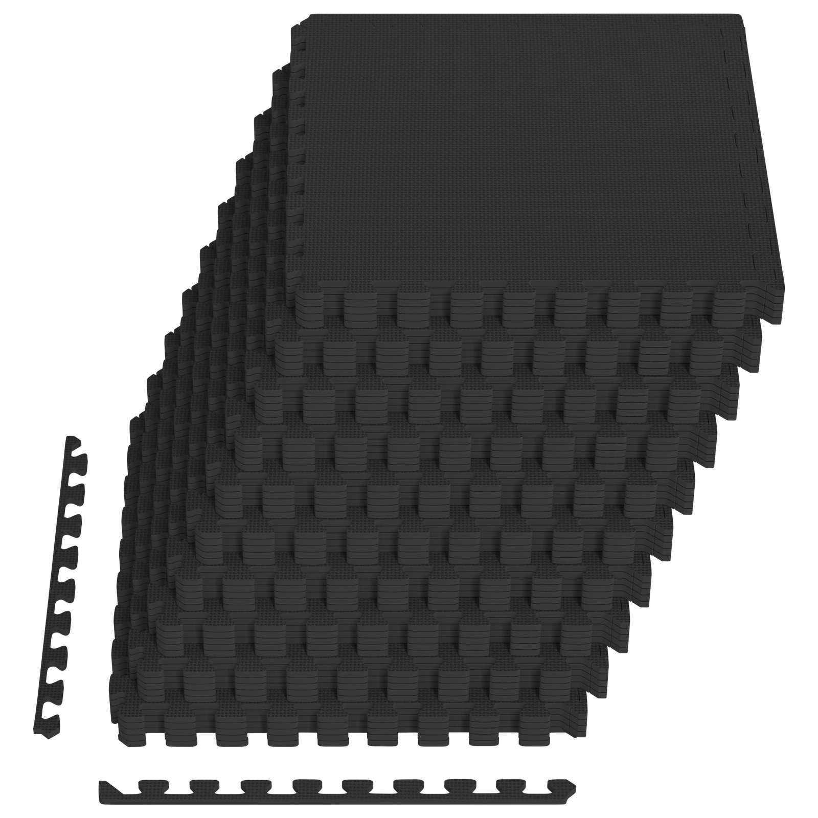 vidaXL Trainingsmatte 18 mÂ² Yogamatte Sport Boden Fliese Fußmatten 50 pcs Schwarz 18 m² EVA