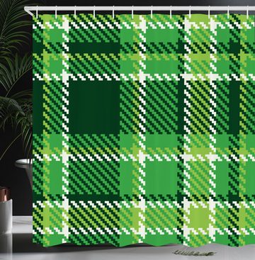 Abakuhaus Duschvorhang Moderner Digitaldruck mit 12 Haken auf Stoff Wasser Resistent Breite 175 cm, Höhe 180 cm, Kariert Irish Mosaic Grün