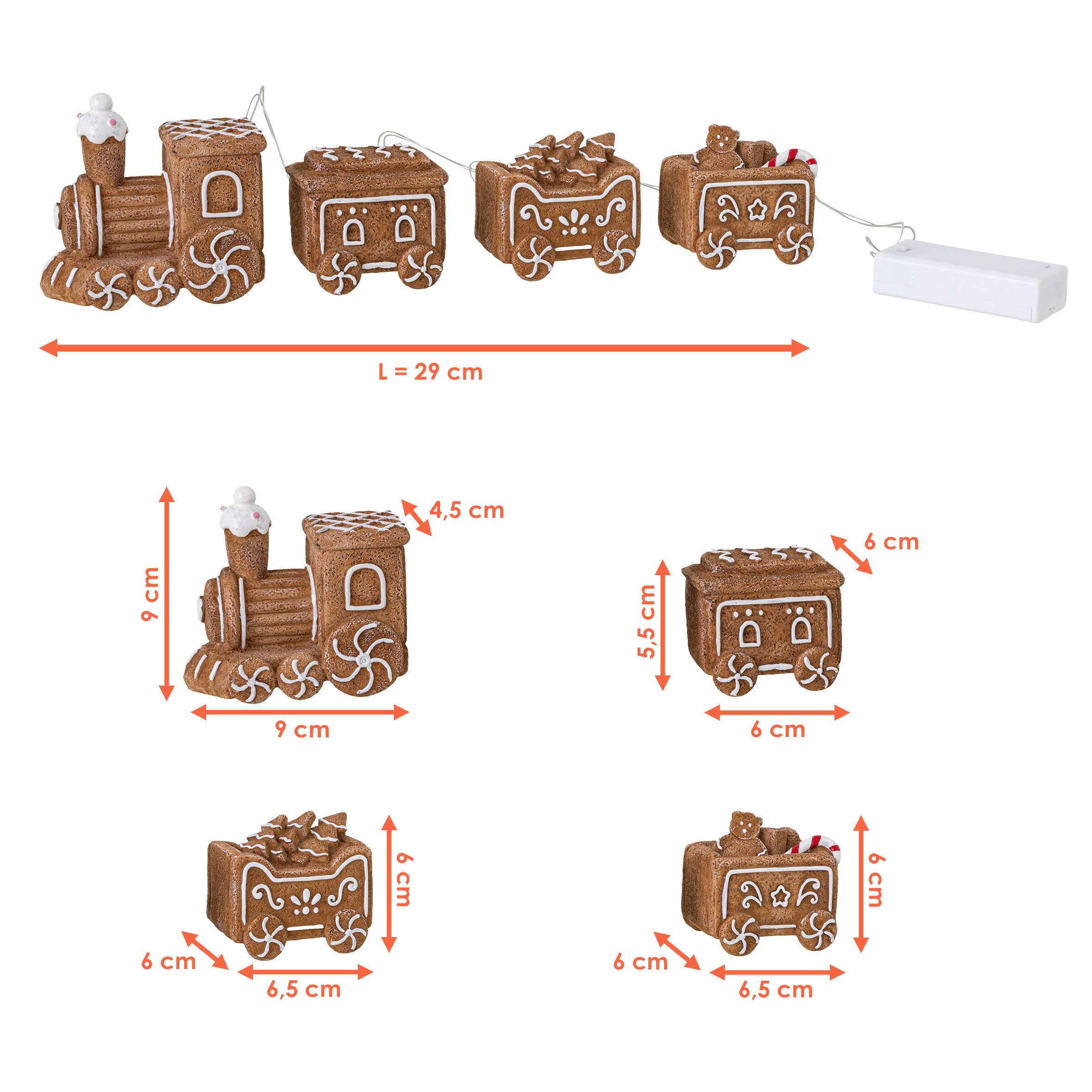 Spetebo LED Dekofigur Motiv Lebkuchenzug mit 3 Wagons, 4-teilig, LED wechse günstig online kaufen