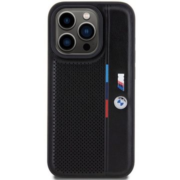 BMW Handyhülle BMW Apple iPhone 15 Pro Max Carbon Perforated Hardcase Tricolor M Line