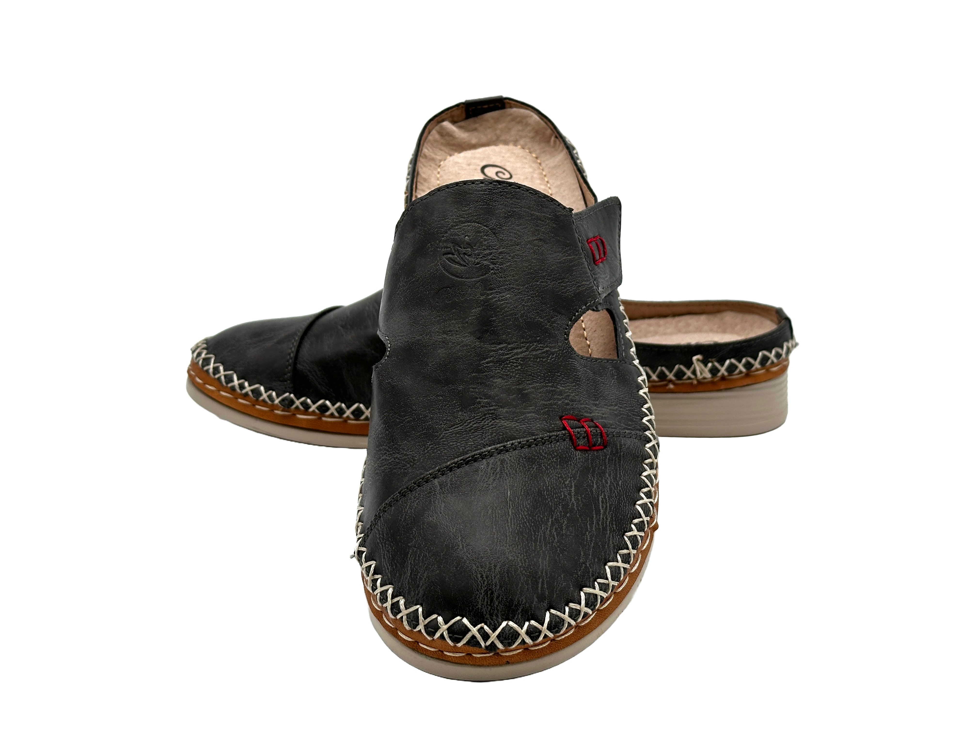 Nowaland Bequeme Damen-Pantolette mit Klettverschluss und Ziernähten Pantol günstig online kaufen