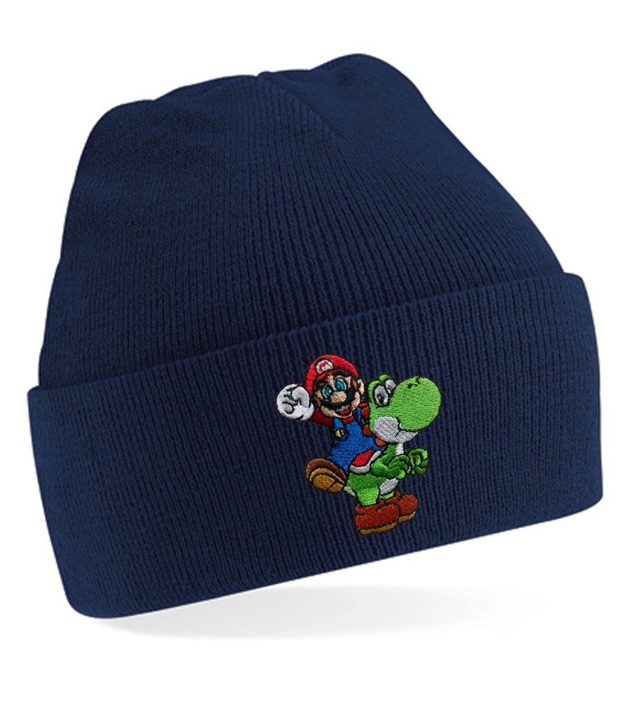 Blondie & Brownie Beanie Unisex Erwachsenen Mütze Yoshi & Mario Luigi Peach Stick Navyblau