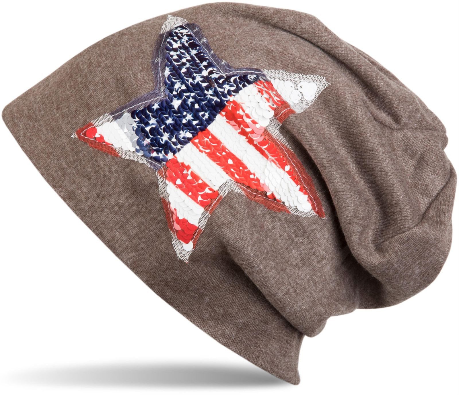 Beanie Beanie mit USA Pailletten Stern