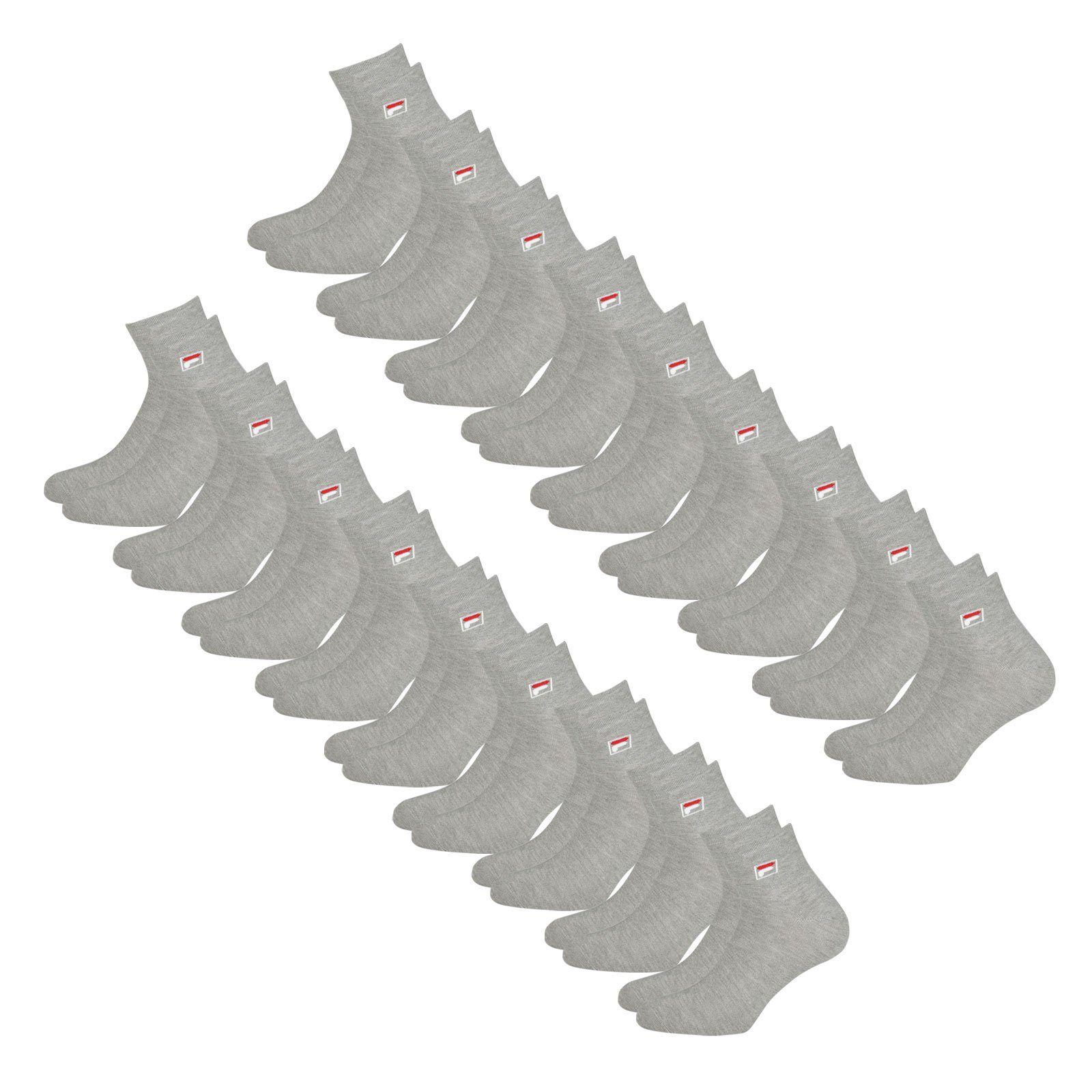 (18-Paar) 400 Quarter elastischem Socken Fila grey mit Piquebund Sportsocken