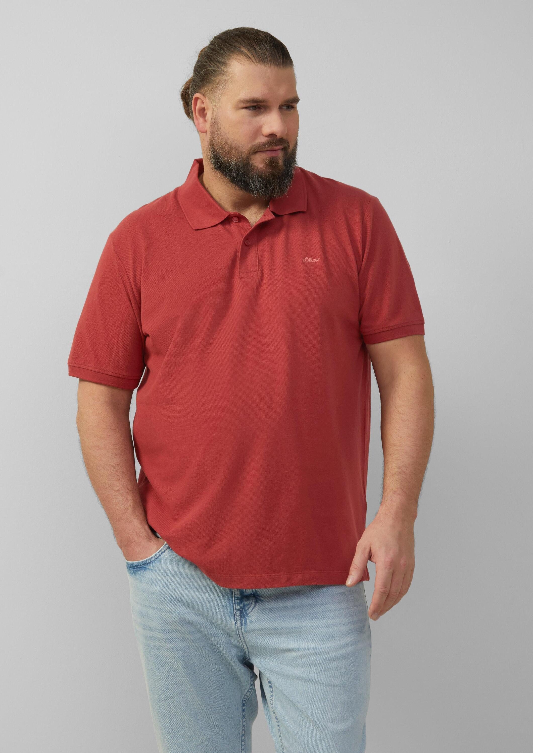 s.Oliver Kurzarmshirt Polo-Shirt Poloshirt aus Baumwollpiqué