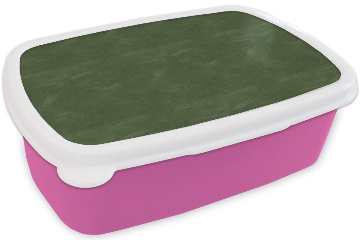 Brotbox Erwachsene, Brotdose Kunststoff - Grün Kinder, - Leder MuchoWow Snackbox, Mädchen, (2-tlg), Kunststoff, rosa Lunchbox für Tierhaut,