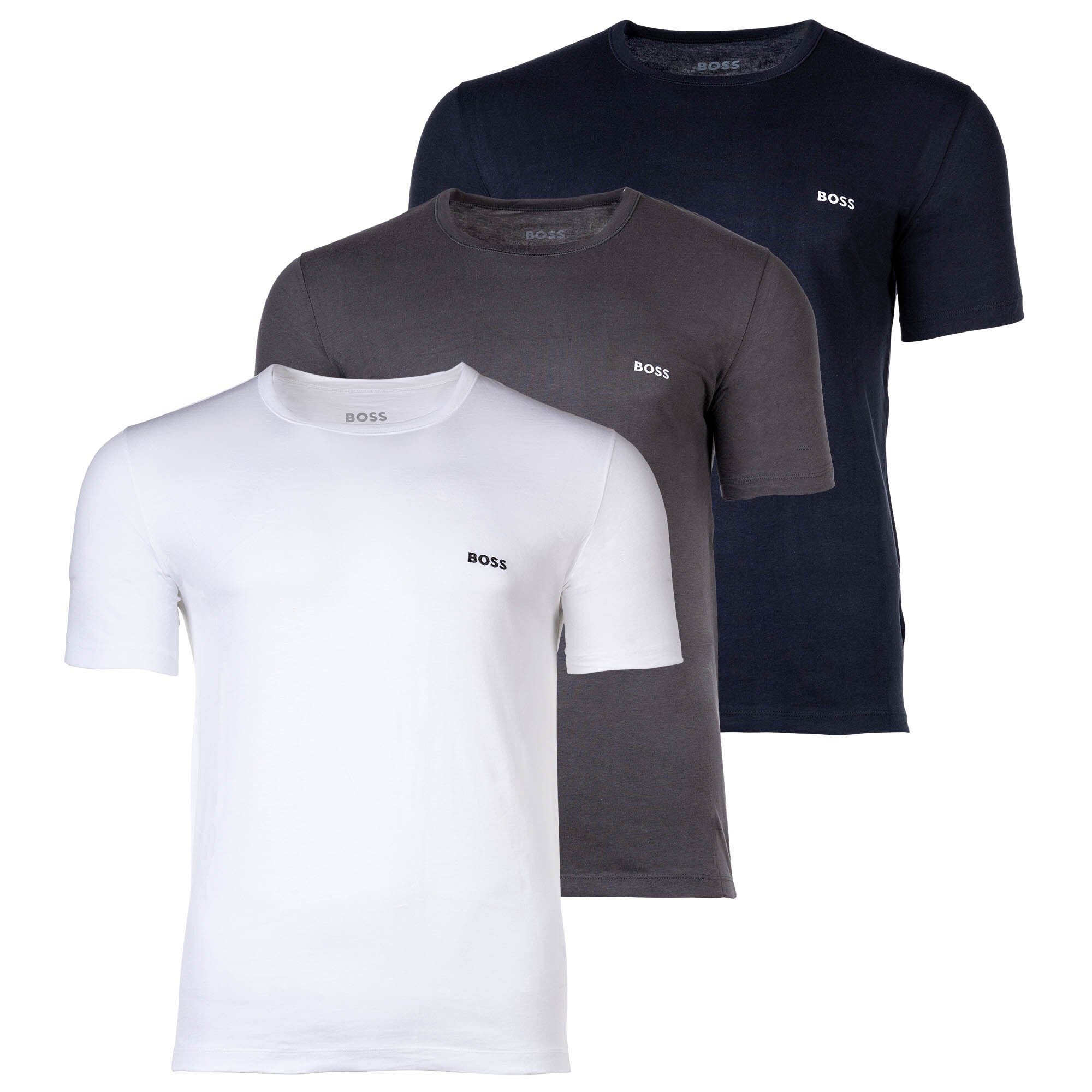 BOSS T-Shirt Herren T-Shirt, 3er Pack - RN 3P Classic Blau/Grau/Weiß