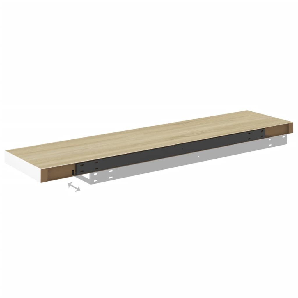 vidaXL Regal Schweberegale 2 Stk und cm 90x23,5x3,8 MDF Eiche Weiß