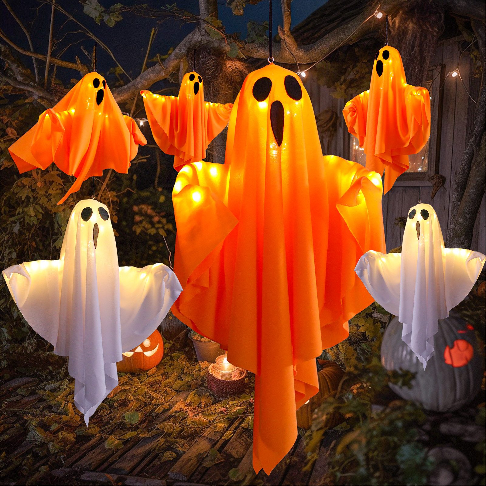 MUPOO Lichterkette LED-Lichterkette Halloween Deko,Geister Laterne günstig online kaufen