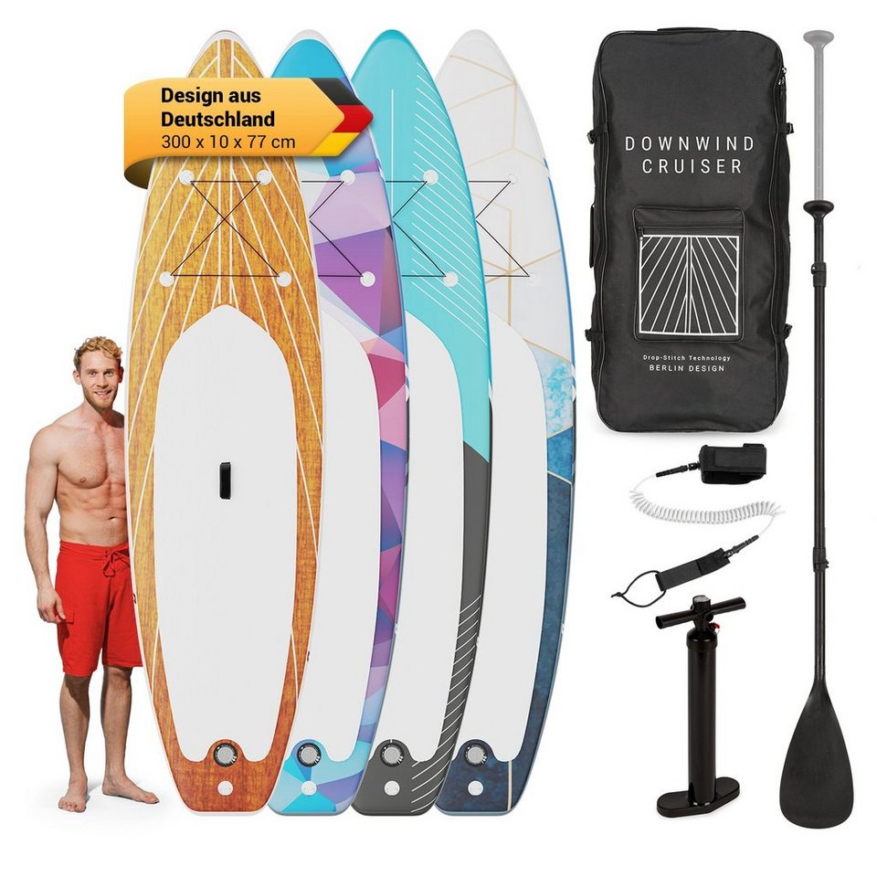 Capital Sports Inflatable SUP-Board Downwind Cruiser 9.8, Paddle Board, (Set),  Stand Up Paddling Board Standup Paddle Board SUP Board Paddel Board