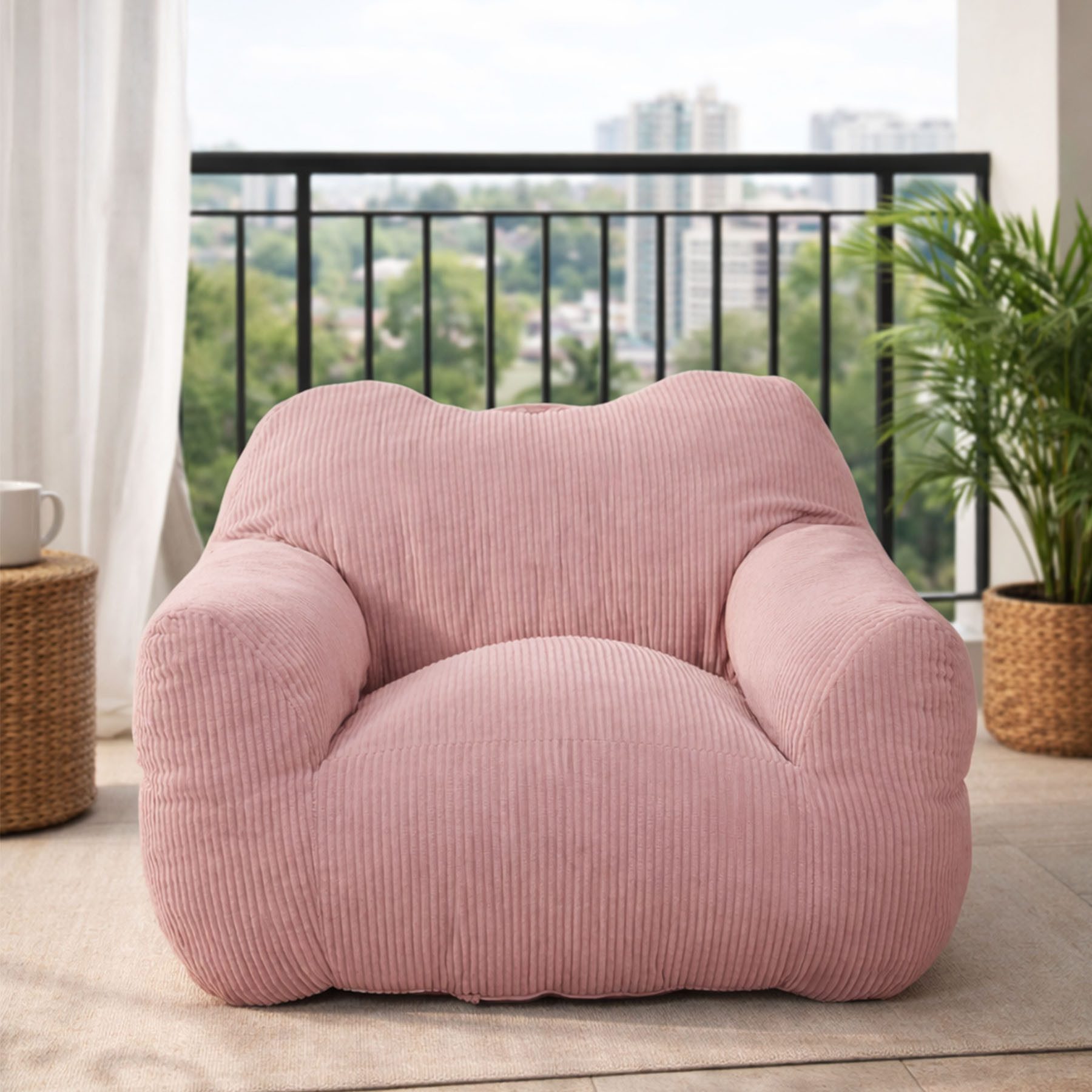 HomeMiYN Sitzsack Weicher Riesen Sitzsack aus Cord – Sessel fürs Wohnzimmer „Cube“