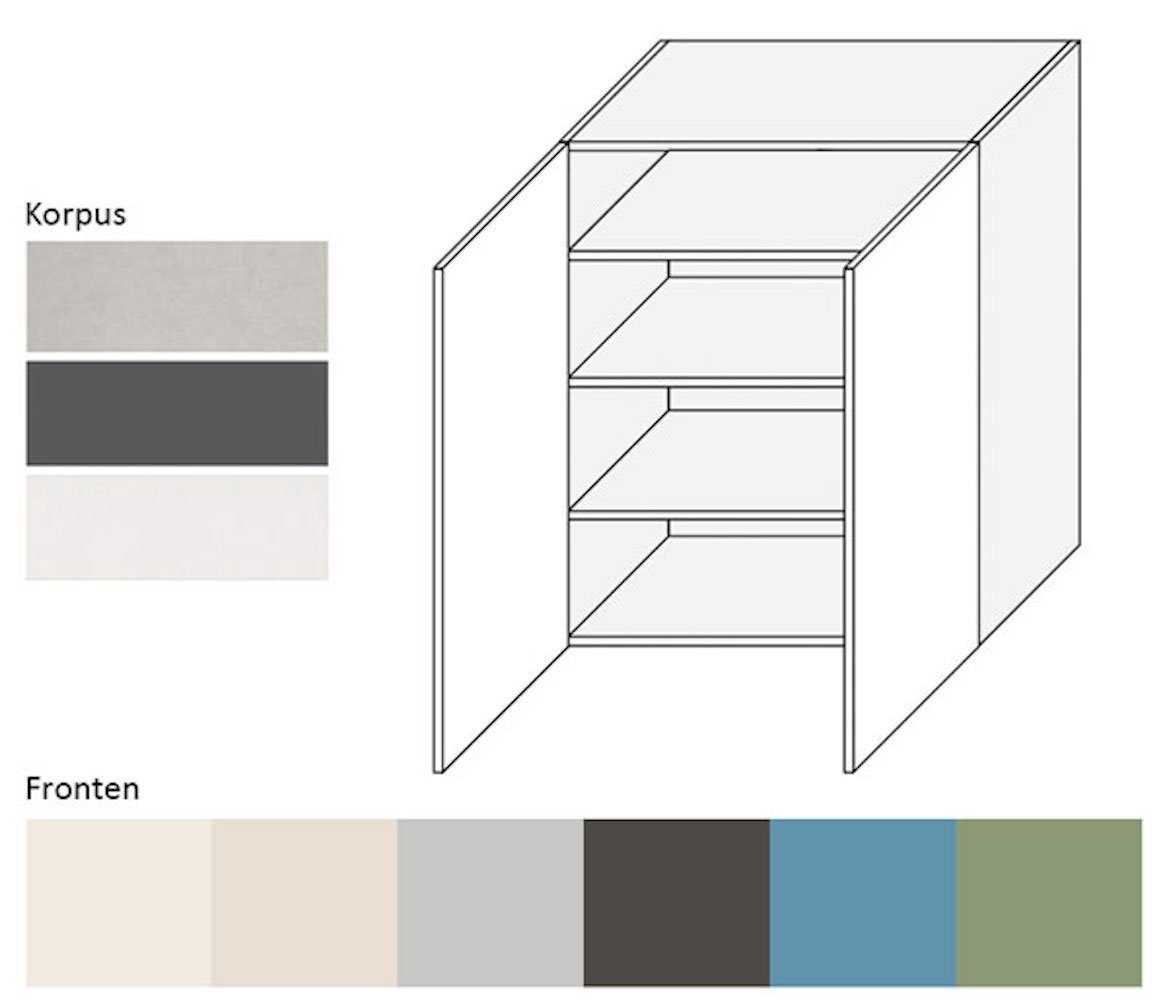 (Amaro) Feldmann-Wohnen Front- 9001 matt Korpusfarbe RAL Klapphängeschrank wählbar 2-türig Amaro und 80cm cremeweiß