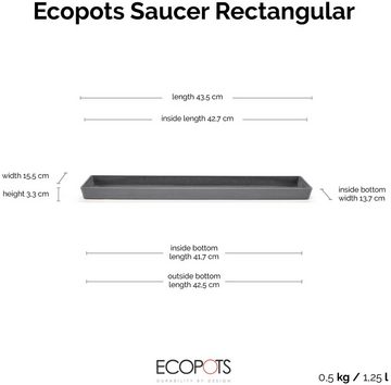 ECOPOTS Topfuntersetzer Rechteckig 45 Grau, Zubehör für Ecopots Pflanzgefäße, für innen und außen: frostsicher, bruchsicher und lichtbeständig