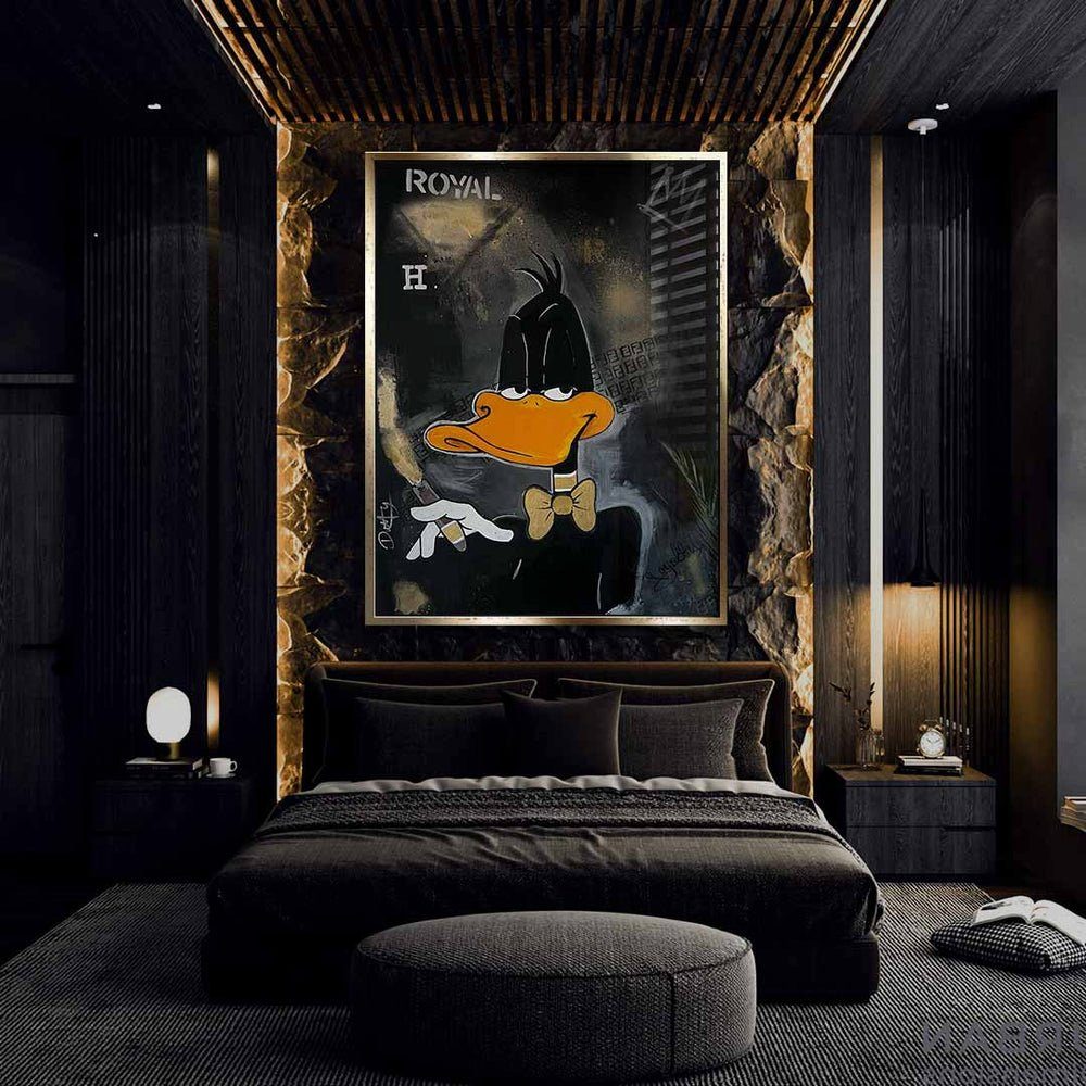 DOTCOMCANVAS® Leinwandbild, Premium Motivationsbild Rahmen - Royal - goldener Wandbild PopArt King