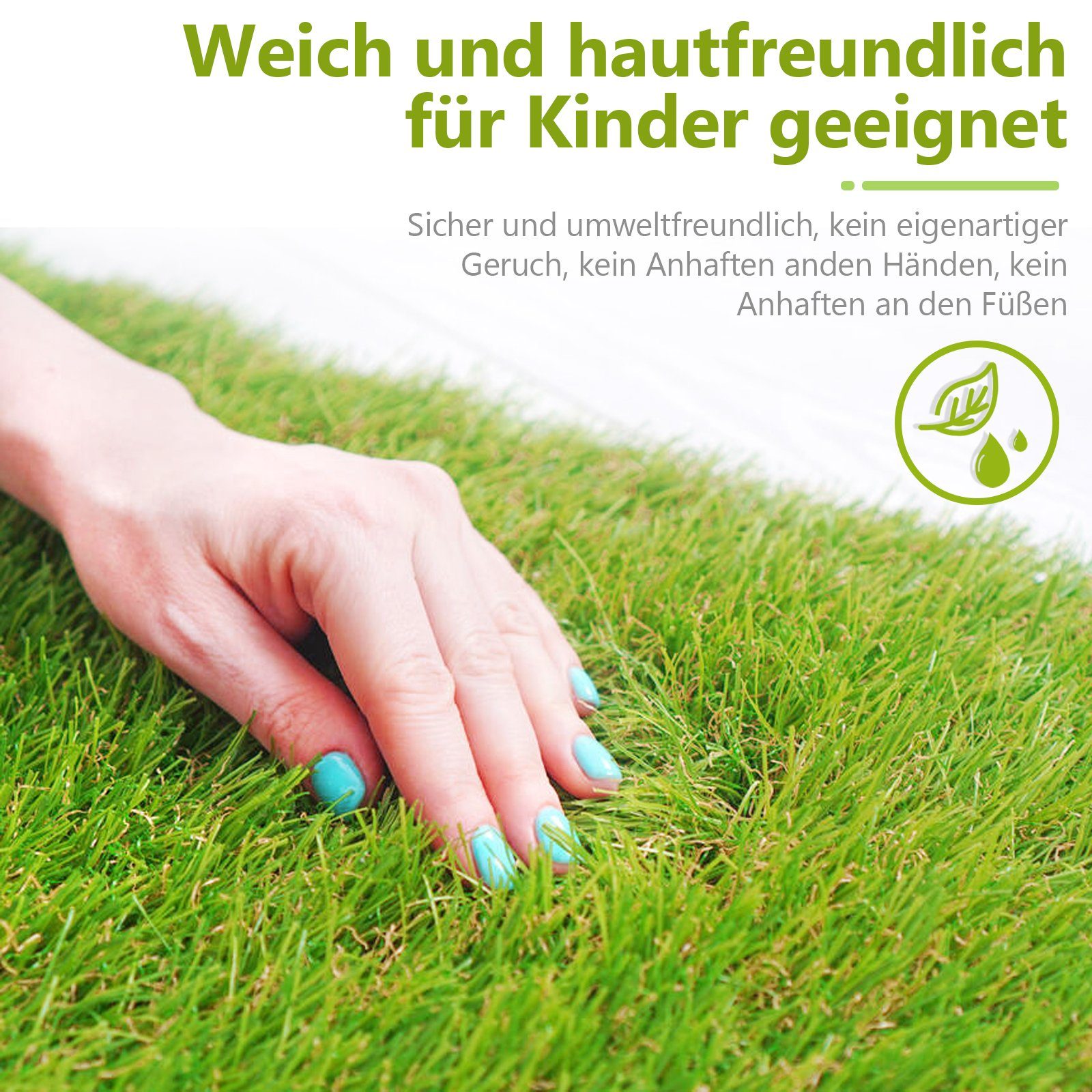 Kunstrasen Wasserfest Spring Grün Rasenteppich erhältlich 2x3M Rasen Höhe  20 mm, TolleTour
