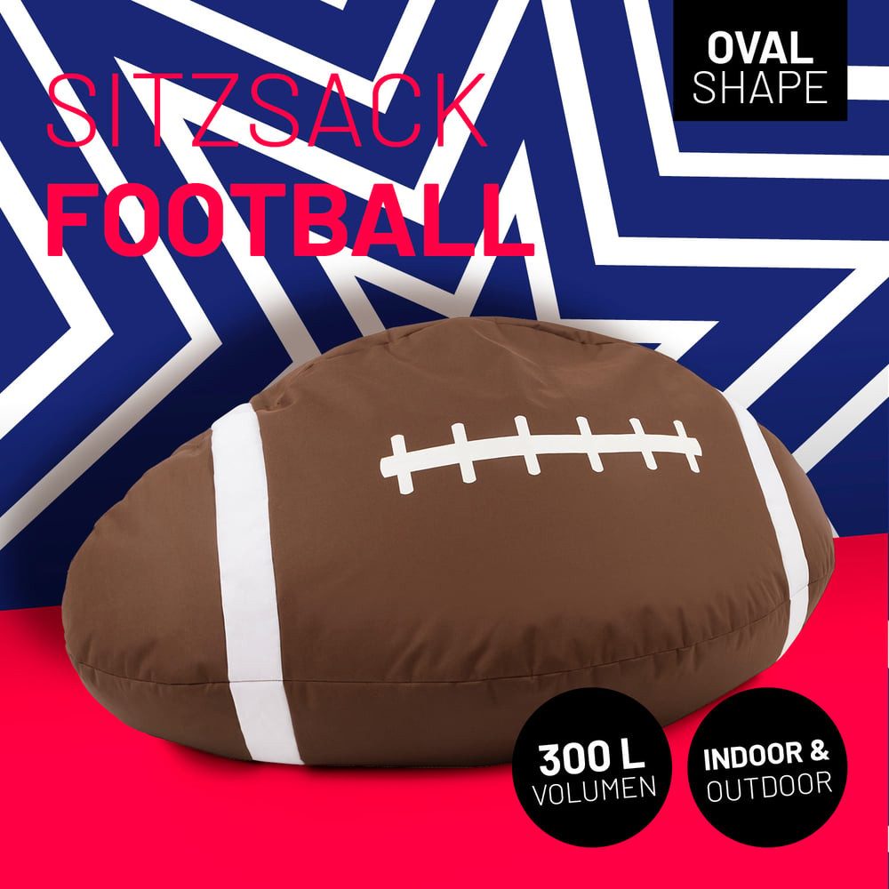 Lumaland Sitzsack Football-Sitzsack 80 x 160 cm XL Bodenkissen Gaming, Indo günstig online kaufen