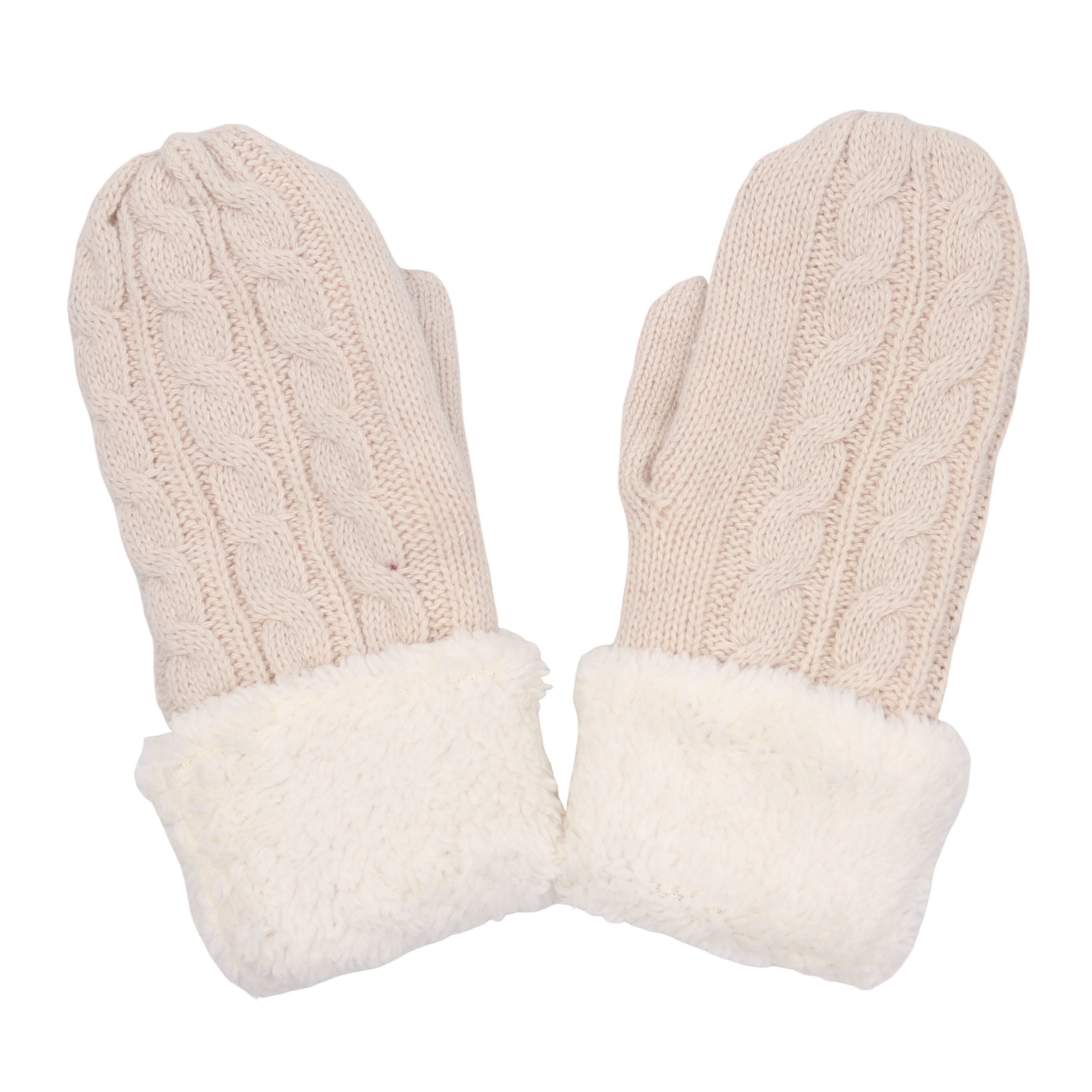 MIRROSI Strickhandschuhe Damen Handschuhe Fausthandschuhe warm durch gefüttert (Mit klassischem Zopfmuster) sehr weich und warm ideal für Herbst oder Winter