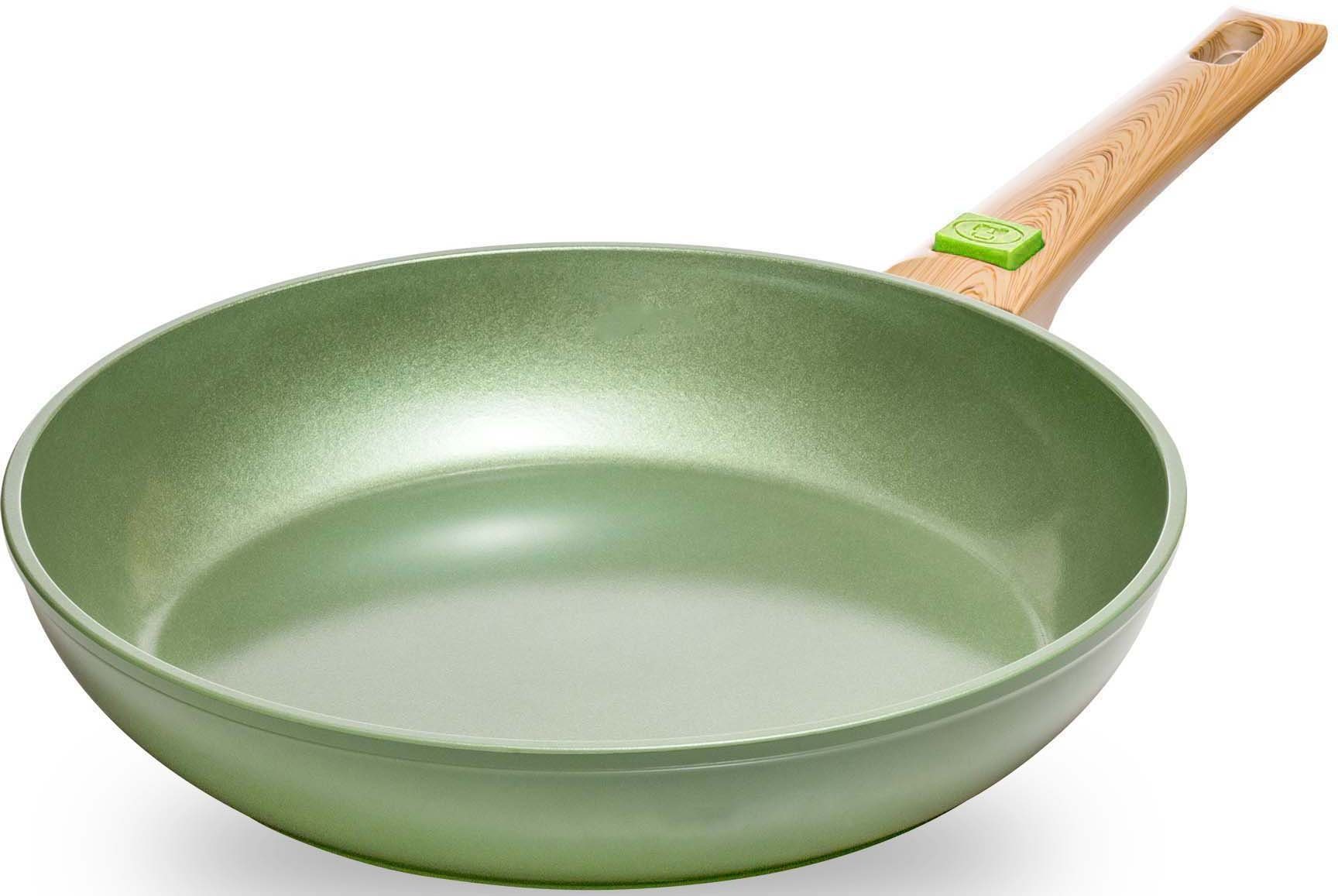 JUST VEGAN Bratpfanne CeraVegan, Aluminium (1-tlg), pflanzliche Keramikbeschichtung, abnehmbarer Griff, Induktion