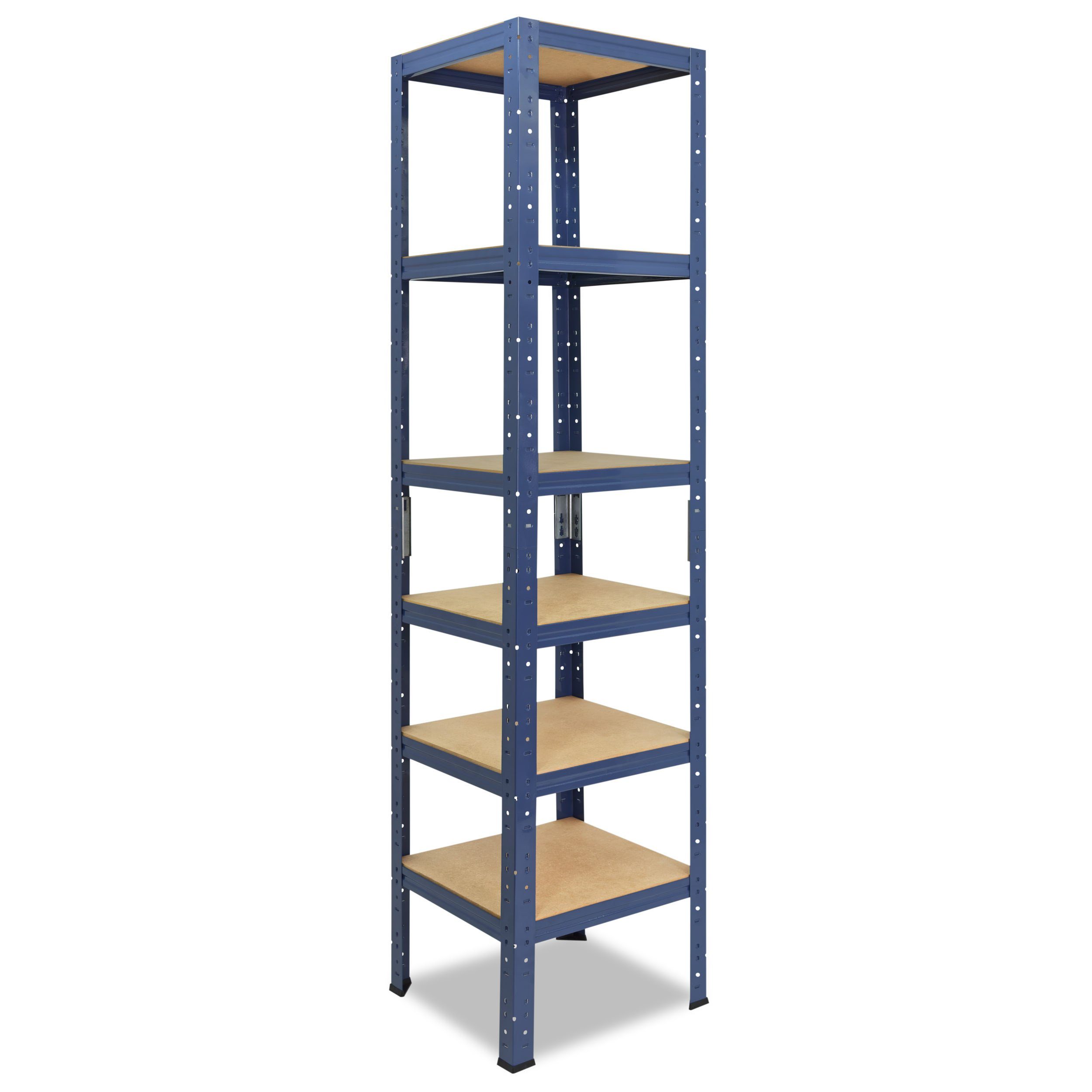 shelfplaza Schwerlastregal HOME, 180x50x50cm blau, Metallregal mit 6 Böden, als Kellerregal, Garagenregal, Werkstattregal oder Lagerregal, Steckregal Metall mit 145kg Tragkraft