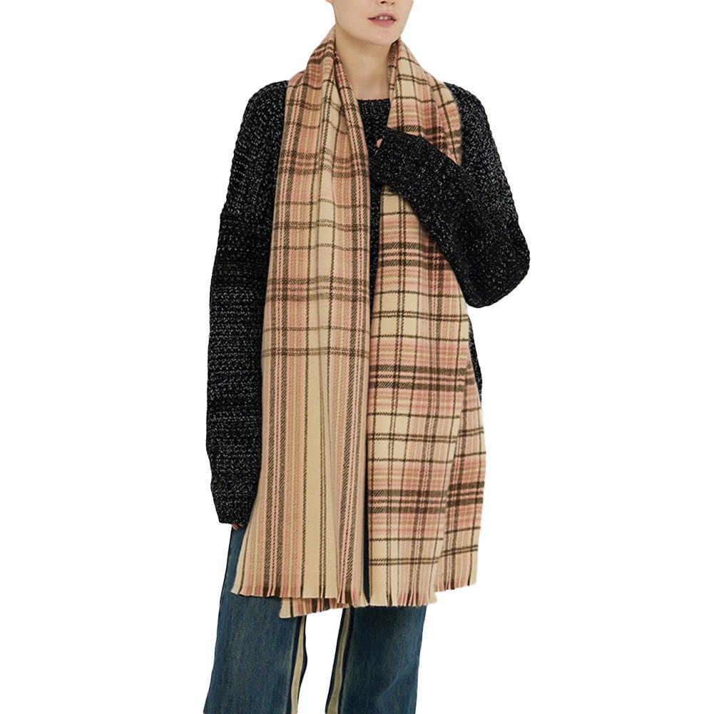 ManKle Modeschal Karierter warmer Deckenschal für den Winter,weich 206*40cm Rosa