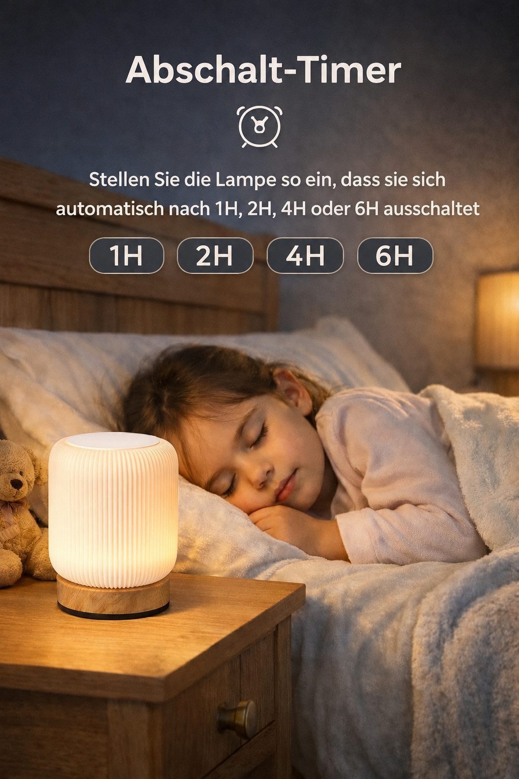 feinlux LED Nachttischlampe LED-Nachtlicht, LED fest integriert, Tageslichtweiß, mit Touch-Steuerung, integrierte dimmbare USB-LED-Leuchte – Bild 4 von 5