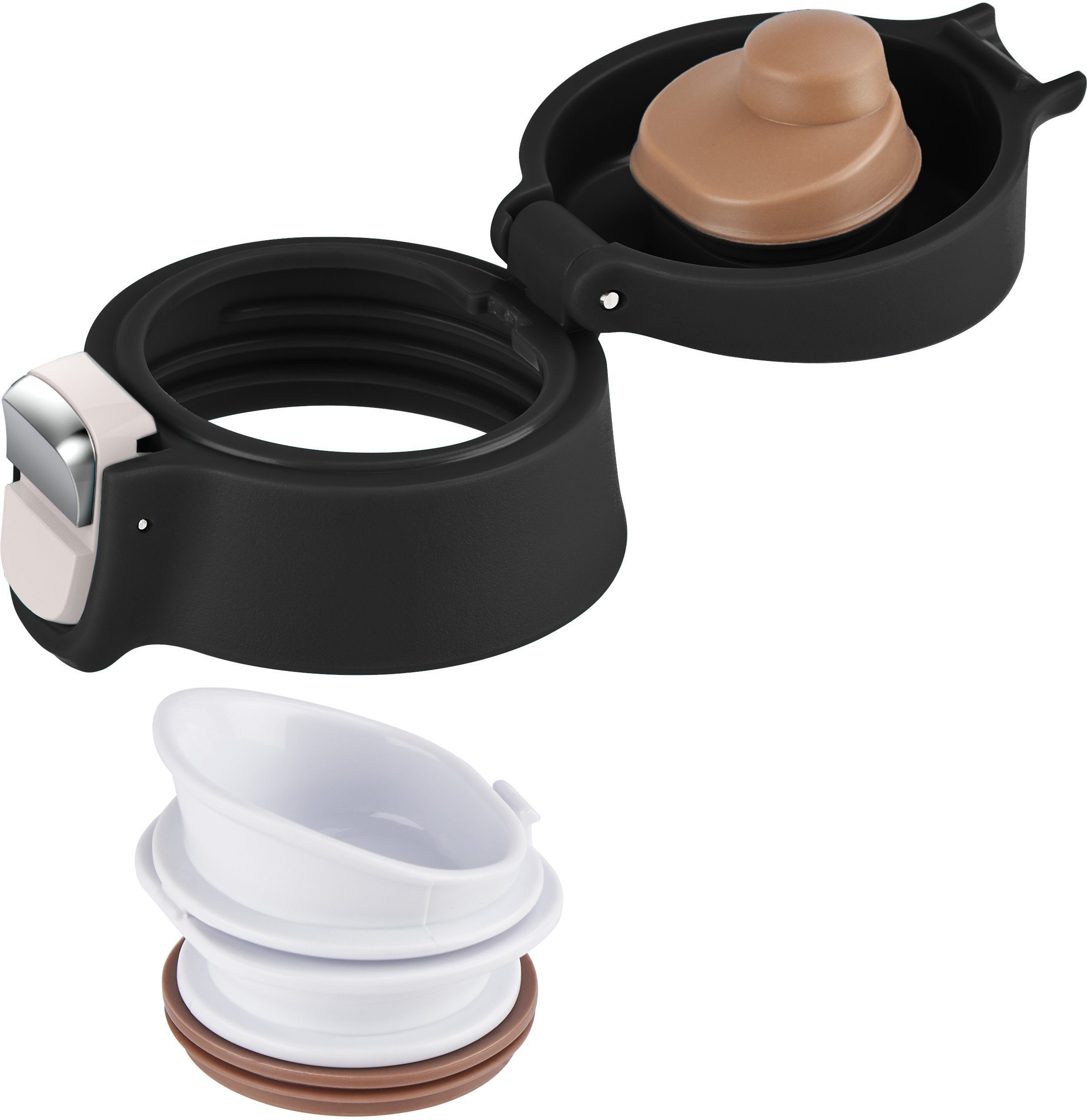 Emsa Thermobecher Travel Mug, Edelstahl, Kunststoff, 0,4L, leicht, Edelstahl, Klappverschluss, 100% dicht, 8h heiß/16h kalt