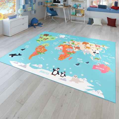 Kinderteppich Kinderteppich Spielteppich Für Kinderzimmer Weltkarte, TT Home, Läufer, Höhe: 4 mm