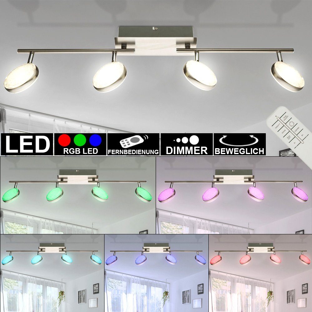 RGB LED  Decken Leuchte eckig sparsam Farbwechsler dimmbar Kristall Dekor Büro 