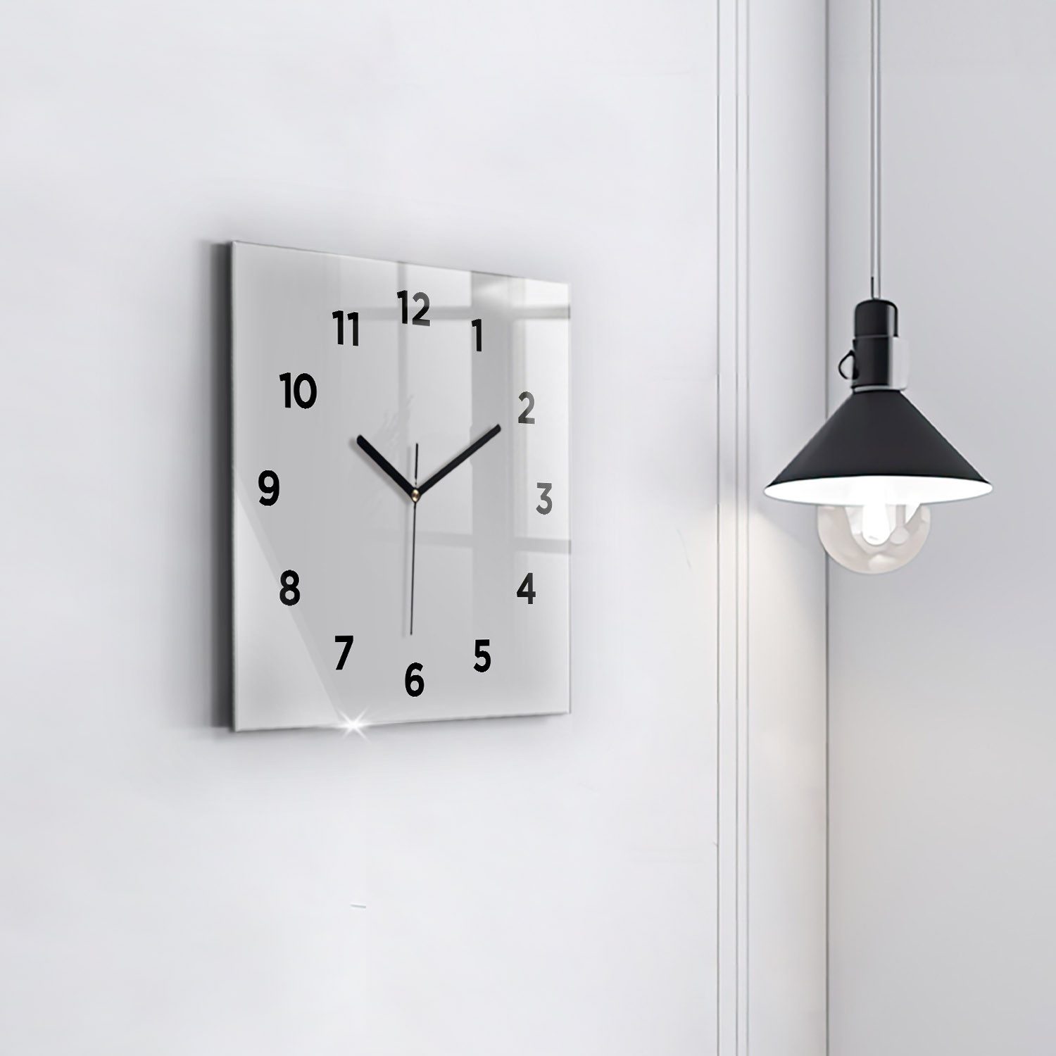 Tulup Wanduhr Glasuhr Modernistische Glaswanduhr 30x30cm Uhr aus gehärtetem Glas