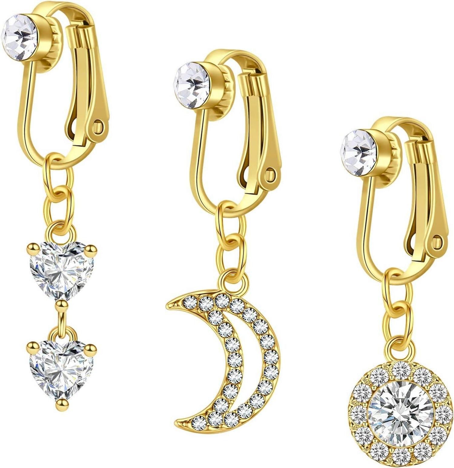 Crdifu Bauchnabelpiercing 3er Fake Bauchnabelpiercing Clips günstig online kaufen