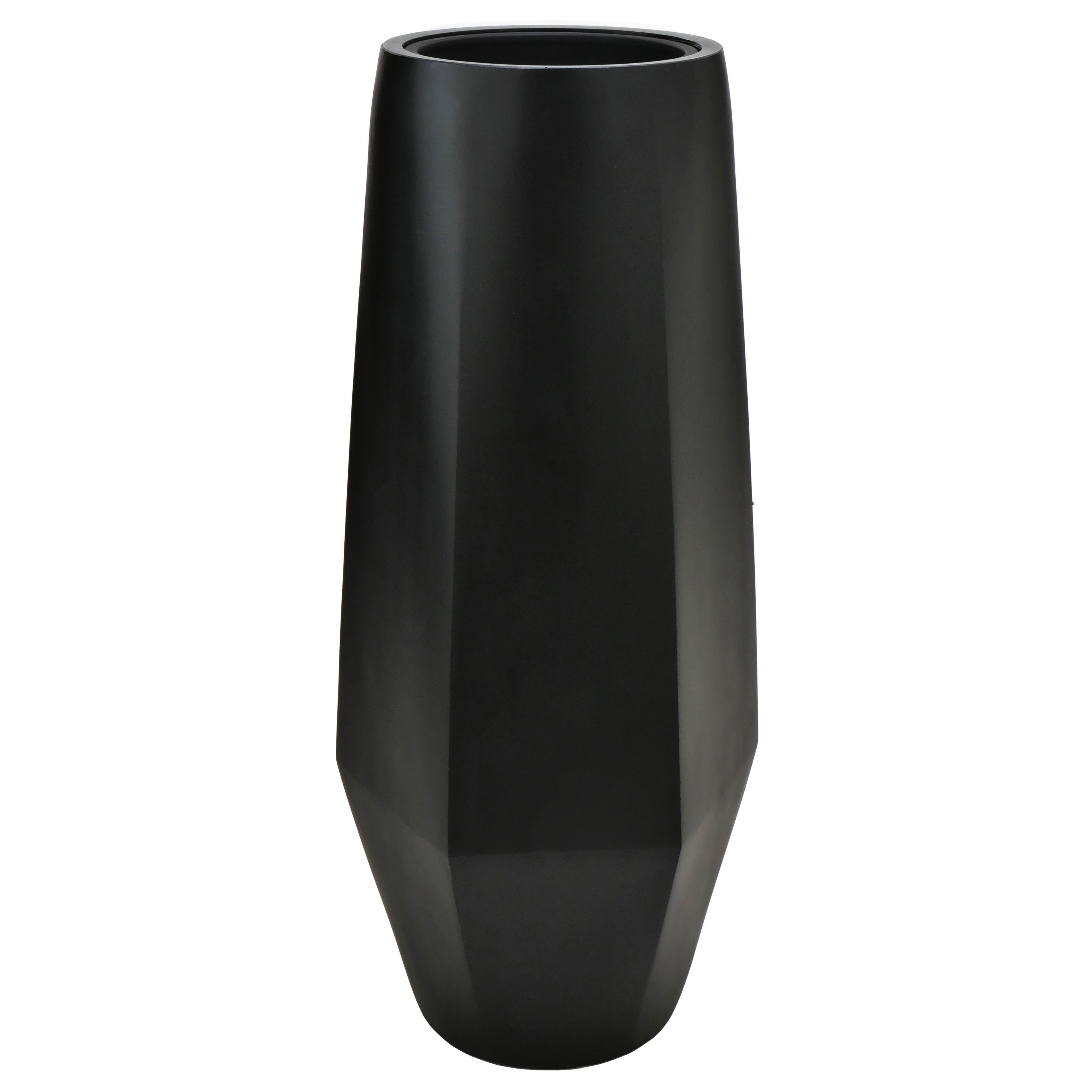 Flingora Bodenvase Nelson, mit Einsatz - Fiberglas - Indoor & Outdoor - Samtschwarz - Höhe 97 cm