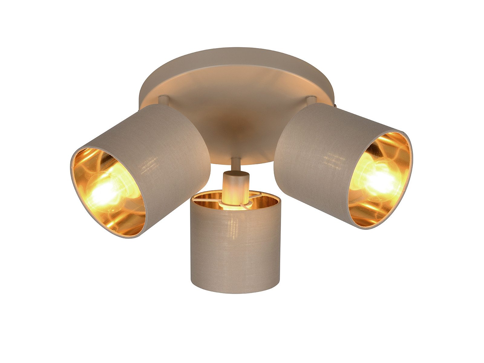 Reality Leuchten LED Deckenstrahler mit Stoffschirm & E14 LED Ø 25cm, dimmbar, LED wechselbar, Deckenleuchte 3-flammig rund, Strahler schwenkbar