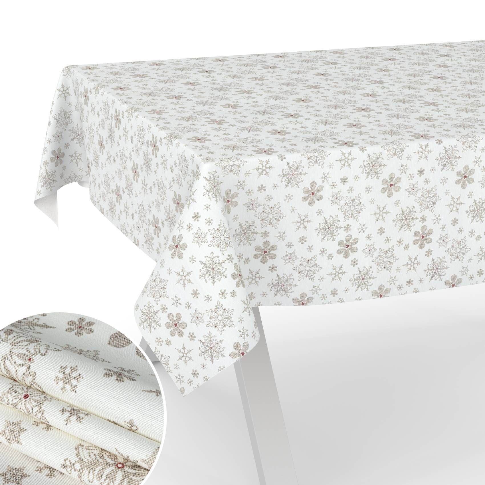 ANRO Tischdecke pflegeleicht Weihnachten Tischtuch Christmas Schneeflocken günstig online kaufen