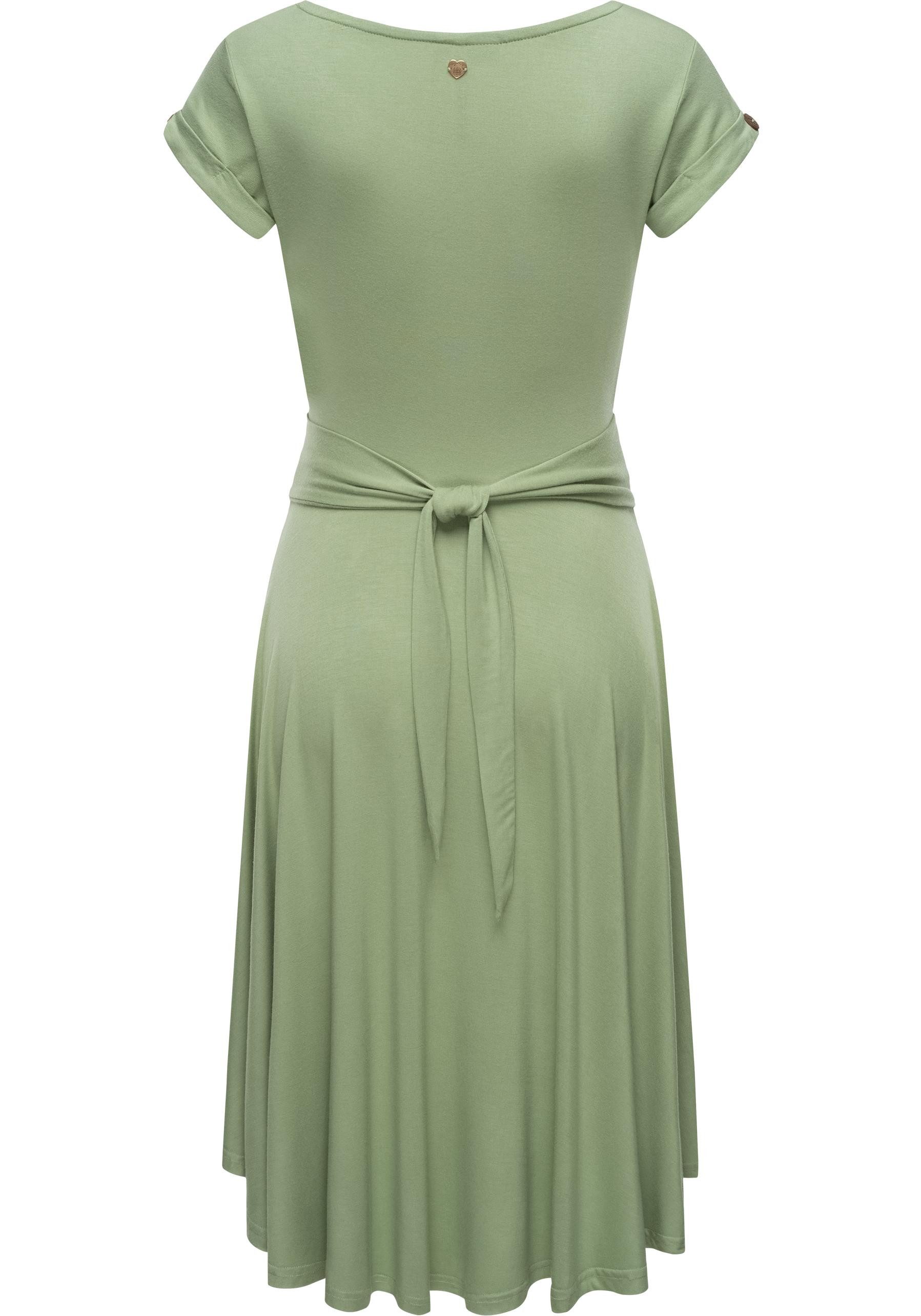 Ragwear Sommerkleid Yvone Solid leichtes Jersey-Kleid mit Taillengürtel